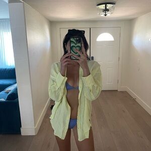 Yellow Button-Up Cover-Up Shirt